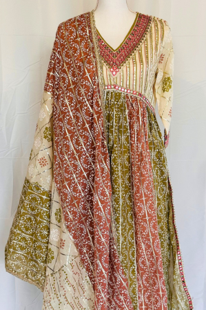 PEACH MULMUL GOTA SHARARA SET