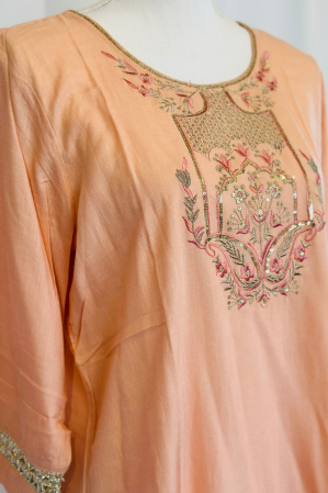 PEACH COTTON KURTA