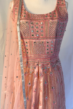 BABY PINK EMBROIDERY ANARKALI LEHENGA SET