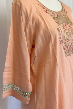 PEACH COTTON KURTA
