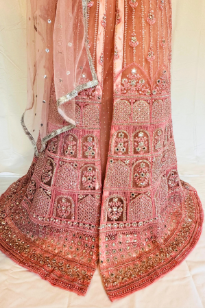 BABY PINK EMBROIDERY ANARKALI LEHENGA SET