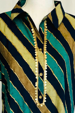 NAVY SHIRT COLLAR MUSLIN PRINTED KURTA